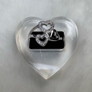 925 Sterling Silver Triple Heart CZ Ring